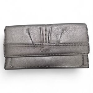 Coach Metallic Leather Trifold Wallet